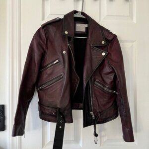 ASOS Genuine Leather Burgundy Black Jacket